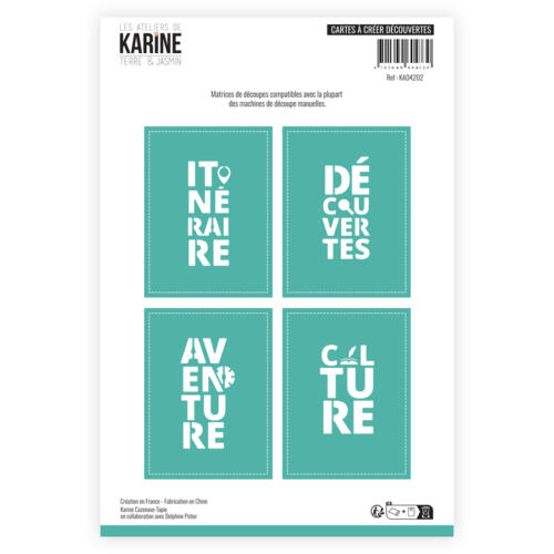 Dies Découpe Les Ateliers de Karine - Matrice de découpe CARTES A CREER DECOUVERTES - Collection TERRE & JASMIN