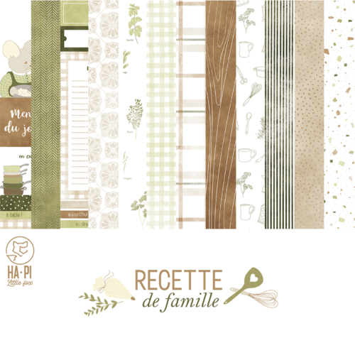 HA.PI LITTLE FOX - Kit Papiers  - RECETTE DE FAMILLE ( Assortiment de 9 papiers de la collection )