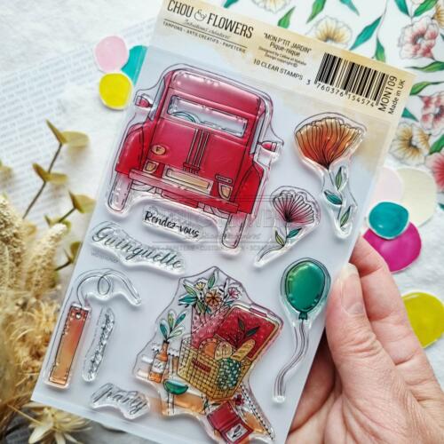 Tampon CLEAR - PIQUE NIQUE - Collection MON P'TIT JARDIN  - Chou Flowers