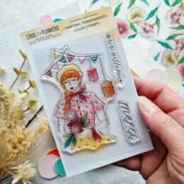 Tampon CLEAR - FILLE GUINGUETTE - Collection MON P'TIT JARDIN  - Chou Flowers