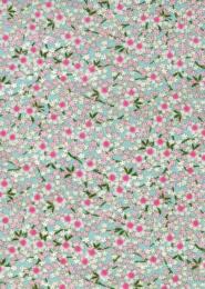 Papier Japonais CHIYOGAMI - Papier Petites fleurs Bleues et Rose Pastel n°840