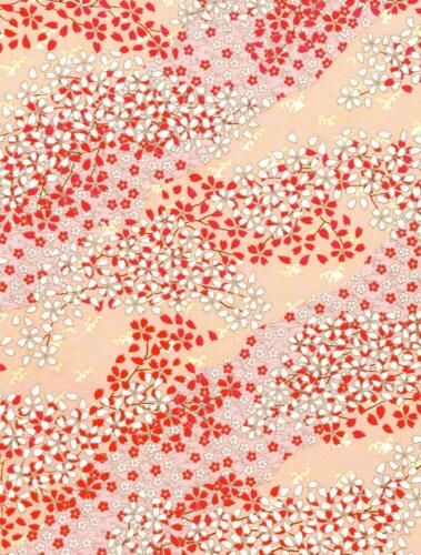 Papier Japonais CHIYOGAMI - Papier Petites Fleurs fond Rose n°1111