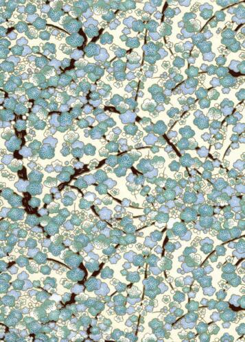 Papier Japonais CHIYOGAMI - Papier Fleurs de cerisier Bleu n°717