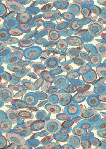 Papier Japonais CHIYOGAMI - Papier "Parasols" Bleus n°671