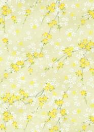 Papier Japonais CHIYOGAMI - Papier Petites Fleurs Jaune n°810