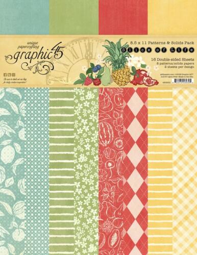 Graphic 45 - SLICE OF LIFE -  Patterns & Solids  A4  / 8.5x11