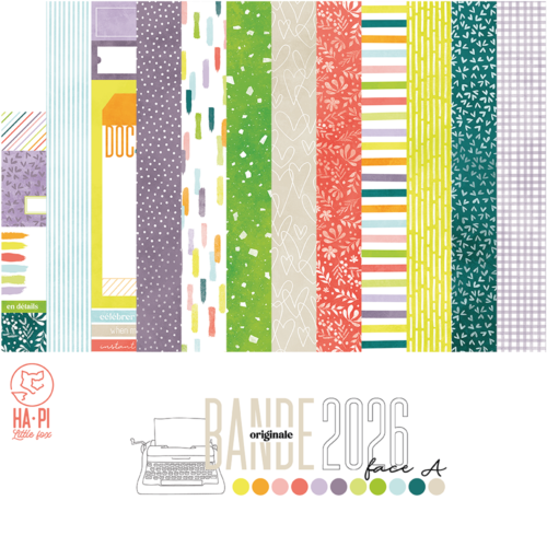 HA.PI LITTLE FOX - Kit Papiers  - BANDE ORIGINALE 2026 FACE A ( Assortiment de 9 papiers de la collection )