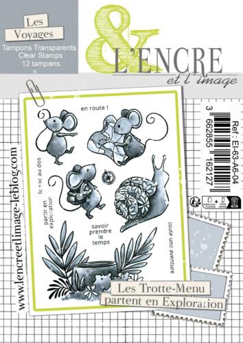 Tampon Clear -  LES TROTTE MENU PARTENT EN EXPLORATION  - Collection Les Voyages - L'Encre & l'Image