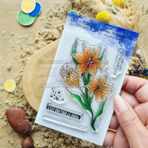 Tampon CLEAR - FLEURS DE SAFRAN - Collection LE CHANT DES DUNES  - Chou Flowers