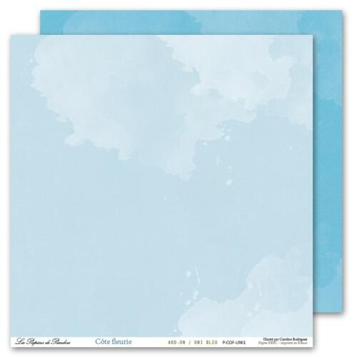 Les Papiers de Pandore - Papier Unis Bleu x5 - Collection COTE FLEURIE
