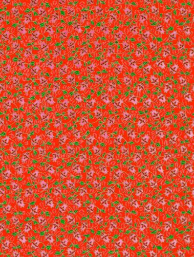 Papier Japonais CHIYOGAMI - Papier Fond Rouge Fleurs Mauve n°540
