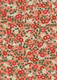 Papier Japonais CHIYOGAMI - Fond Rose Fleurs Rose et Blanches n°608