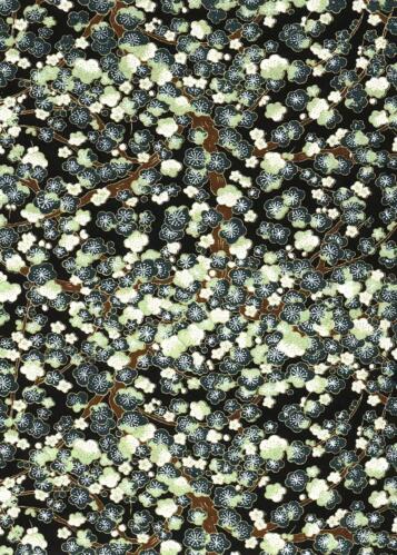 Papier Japonais CHIYOGAMI - Papier Fleur Sakura fond Noir n°73