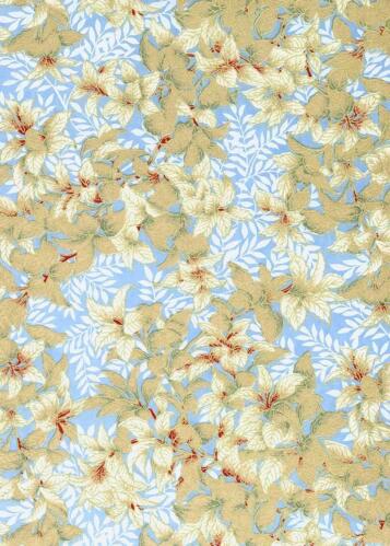 Papier Japonais CHIYOGAMI - Papier Fleurs de Noël fond Bleu n°505