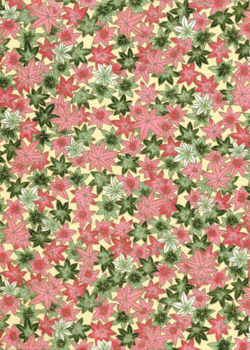 Papier Japonais CHIYOGAMI - Papier Feuilles de Noël Rose et Vert n°602 