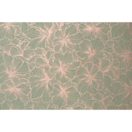 Papier Fantaisie 100% Coton - HIBISCUS Fond couleur Vert Amande/Or