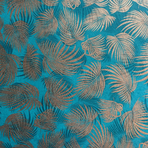 Papier Fantaisie 100% Coton - PALME D'OR Emeraude / Or