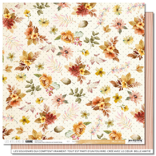 Les Ateliers de Karine - MADE WITH LOVE - Papier n°2 FLEURS A DECOUPER