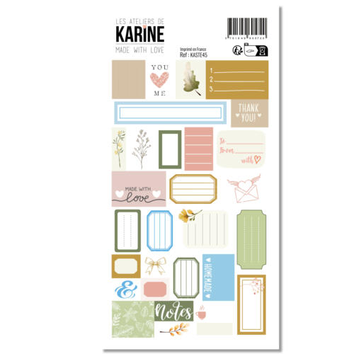 Les Ateliers de Karine - MADE WITH LOVE - Stickers 9.7x17