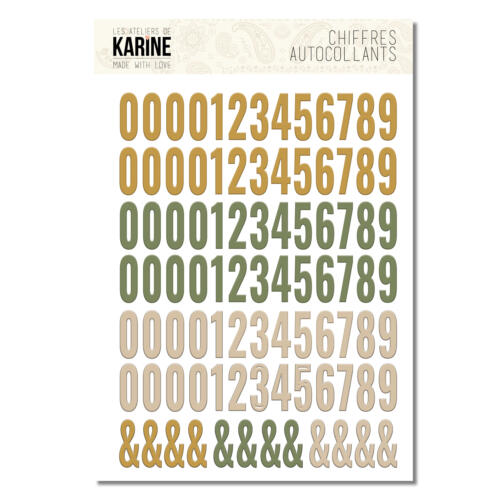 Stickers Chiffres  - MADE WITH LOVE - MULTICOULEURS - Ateliers de Karine