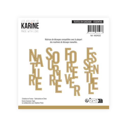 Dies Découpe Les Ateliers de Karine - Matrice de découpe TEXTES EN CASCADE - ESSENTIEL - Collection MADE WITH LOVE