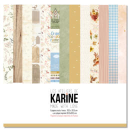 Les Ateliers de Karine - MADE WITH LOVE - LE KIT ( 6 papiers + 1 calque Exclu du Kit )