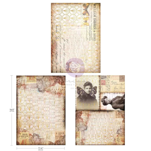 Finnabair - Papier Découpage Fiber A3 - SOUTHAMPTON BUTTERFLIES (3 feuilles)