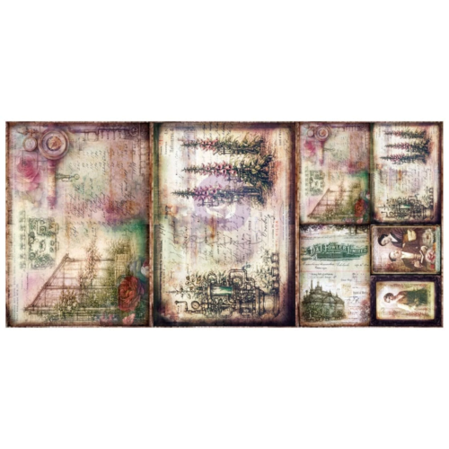 Finnabair - Papier Découpage Fiber A3 - MECHANICAL ORCHARD (3 feuilles)