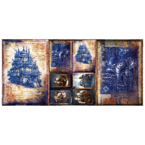 Finnabair - Papier Découpage Fiber A3 - STEAMBOUND VISIONS (3 feuilles)