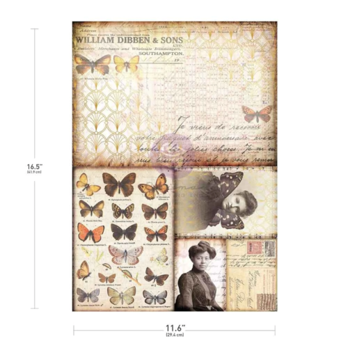 Finnabair - Papier Découpage Fiber A3 - SOUTHAMPTON BUTTERFLIES (1 feuille)