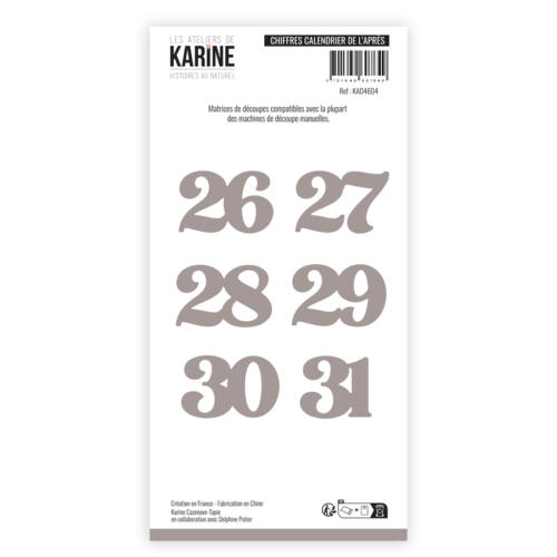 Dies Découpe Les Ateliers de Karine - Matrice de découpe CHIFFRES CALENDRIER DE L'APRES - Collection HISTOIRES AU NATUREL
