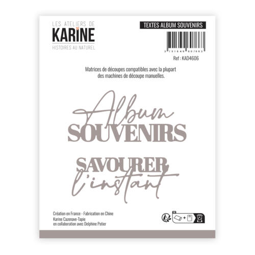 Dies Découpe Les Ateliers de Karine - Matrice de découpe TEXTES ALBUM SOUVENIRS - Collection HISTOIRES AU NATUREL