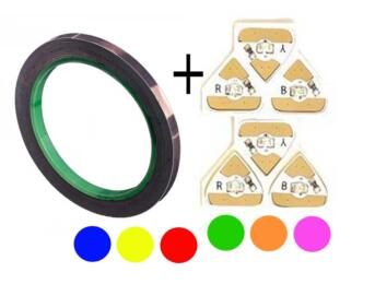 Kit  LED STICKERS Couleur (x6)  + Ruban Cuivre pour Carterie - LED CHIBITRONICS