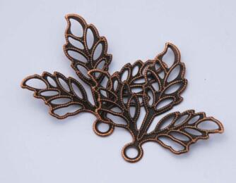 Filigree - Etampes : FEUILLE Cuivré Vieilli 5x4.5cm  (x5u)