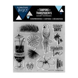 Tampon Clear Florilèges Design - Capsule Summer Paradise Juillet 2017 - Soleil et Mojito