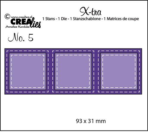 Dies Crealies - 3 Carrés "Double Couture"  XTRA 05