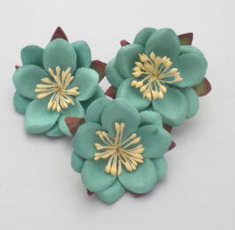 Fleurs en Papier - FLEURS DE CERISIER du Japon Vert d'Eau (x3)