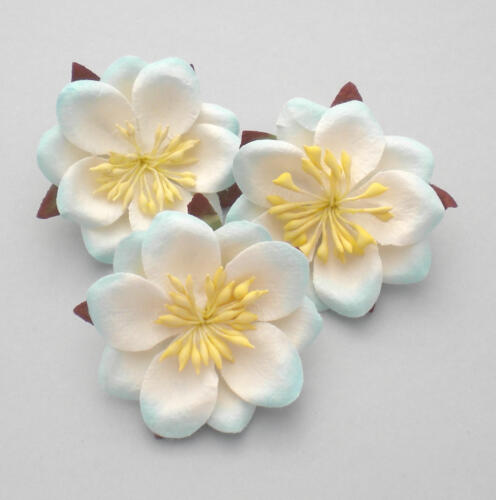 Fleurs en Papier - FLEURS DE CERISIER du Japon Bleu/Blanc (x3)