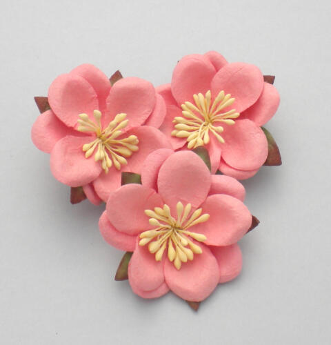Fleurs en Papier - FLEURS DE CERISIER du Japon Vieux Rose (x3)