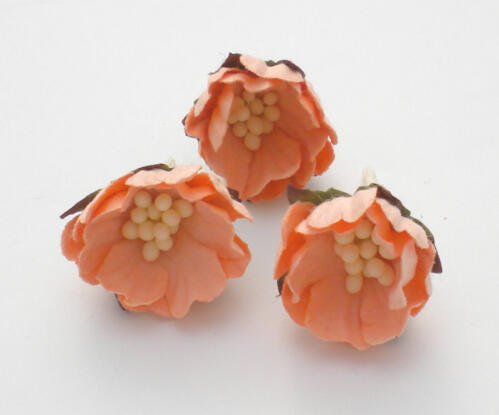 Fleurs en Papier - BOUTON de ROSE Pêche (x3)