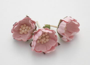 Fleurs en Papier - BOUTON de ROSE Rose Pâle (x3)