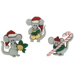 Boutons Fantaisies - Assortiment SOURIS DE NOEL (x3)