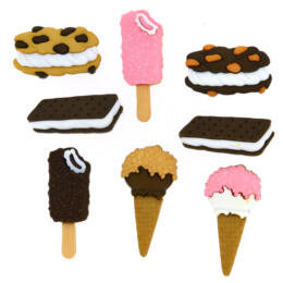 Boutons Fantaisies - Assortiment GLACES et GATEAUX (x8)