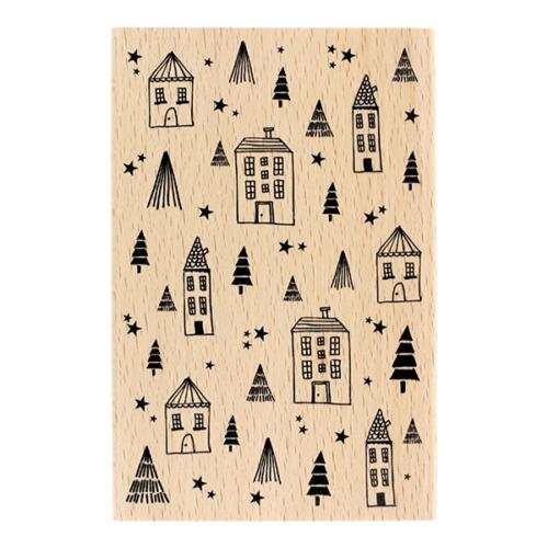 Tampon Bois Florilèges Designs - Capsule Douceurs Hivernales Décembre 2017 - Maisonnettes 