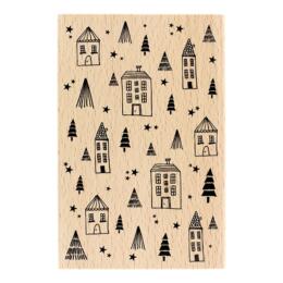 Tampon Bois Florilèges Designs - Capsule Douceurs Hivernales Décembre 2017 - Maisonnettes 