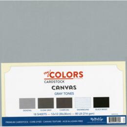 Assortiment Papier 30x30 Uni - CANVAS GRAY TONES (18 feuilles)