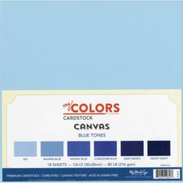 Assortiment Papier 30x30 Uni - CANVAS BLUE TONES (18 feuilles)