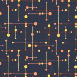 Papier Fantaisie 100% Coton - STRATEGY Indigo/Orange