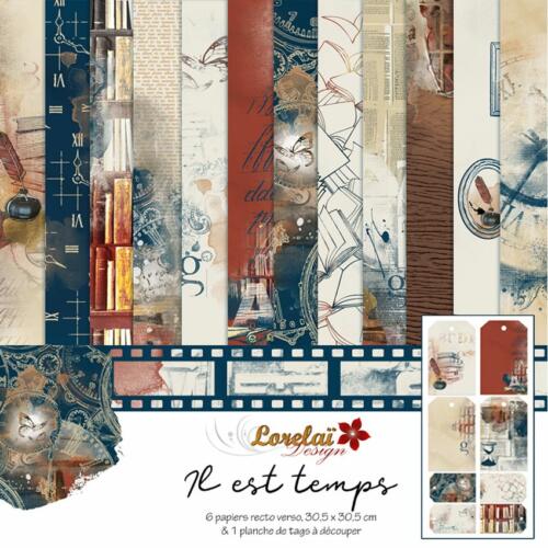 Lorelaï Design - Kit Papiers + Etiquettes Tags IL EST TEMPS