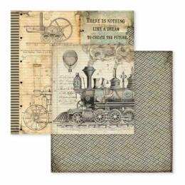 STAMPERIA - Collection VOYAGES FANTASTIQUES - Stream Train papier 30x30